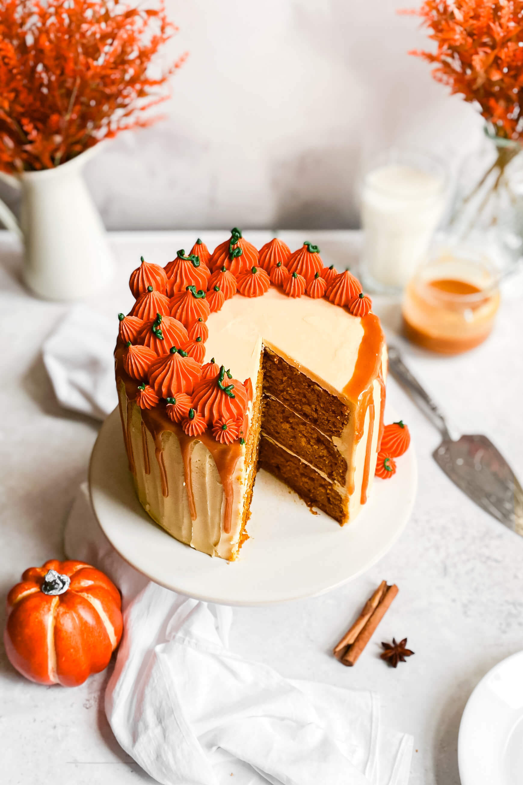 Pumpkin Cake With Caramel Buttercream Frosting